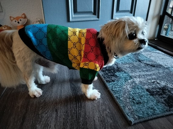 Dream Dog Luxury Inspired Dog Button Sweater Multi-Color Stripe Clothes Cat Clothes Apparel Super Soft Pet Sweater, Perfect for Any Occusion, from Small to XX-Large