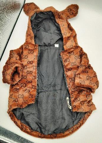 Dream Dog Hoodie Luxury Designer-Inspired Replica Dog Jacket Coat Zipper Easy On/Off Designer Inspired Ears and Lined Soft Jacket Design Warm Clothing Pink and Brown XS to 3XL