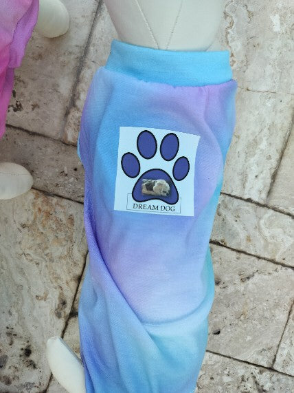 Dream Dog Tye-Dye Shirt Cotton Pinks & Blue-Purples Cat Dog Shirt Clothes ❤️