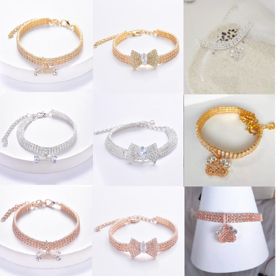 Dream Dog Pet Collar with Rhinestones Diamonds, Adjustable Crystal Diamond Pendant Wedding Cat Dog Necklace Jewelry