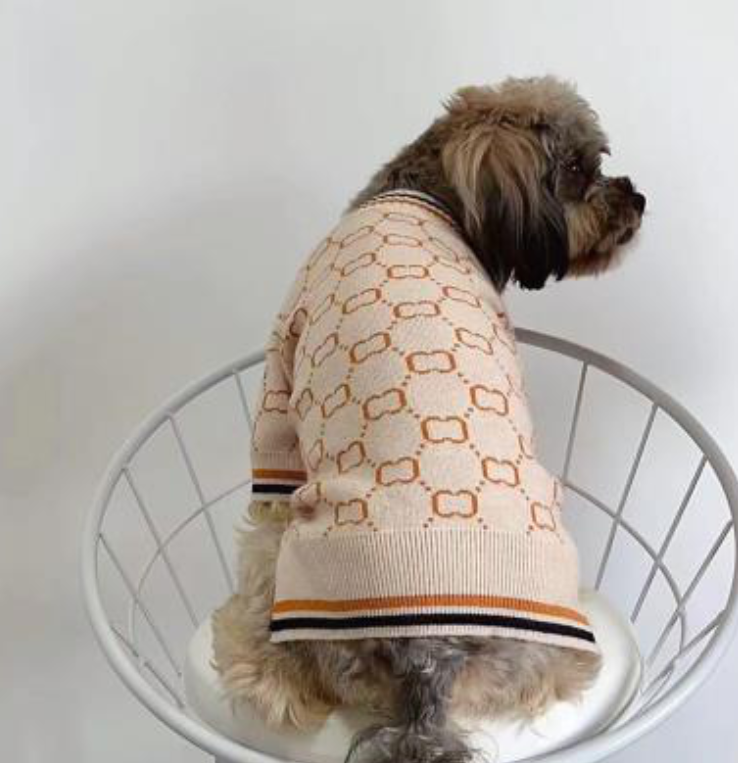 Dream Dog Luxury Designer-Inspired Replica Dog Button Sweater Red or Beige, Cat Pet Clothes Apparel, Soft and Warm Sweater Clothes, Small to Medium Breeds, Perfect All Year, Small to XX-Large