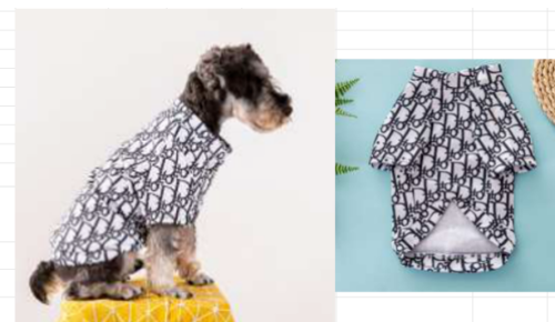 Dream Dog Luxury Designer-Inspired Replica Fashion Trending Dog Stylish Dress Shirt Pet Cat Clothes Black and White Apparel X-S to 3XL, Small to Medium Breeds