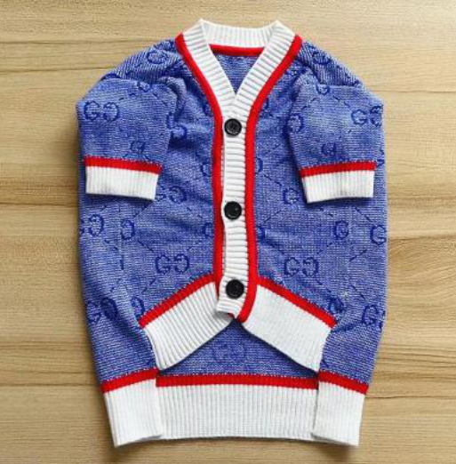 Dream Dog Luxury Designer Pet Sweater Light Blue Fashion Clothes Dog Cats, FF-Design, Super Soft and Warm, XS-XXL, Small-Medium Breeds