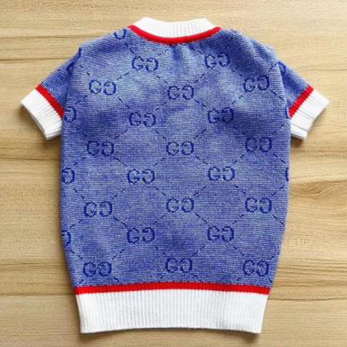 Dream Dog Luxury Designer Pet Sweater Light Blue Fashion Clothes Dog Cats, FF-Design, Super Soft and Warm, XS-XXL, Small-Medium Breeds
