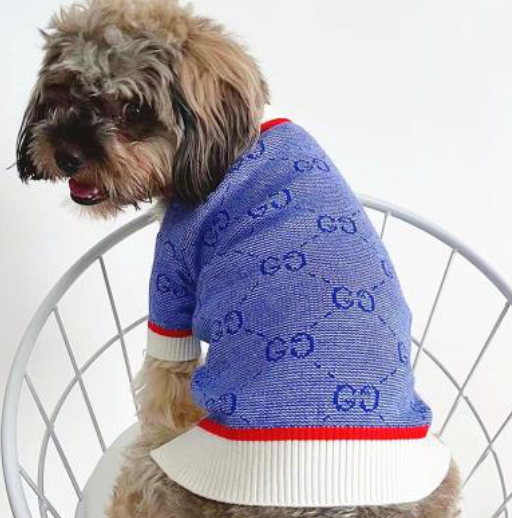 Dream Dog Luxury Designer Pet Sweater Light Blue Fashion Clothes Dog Cats, FF-Design, Super Soft and Warm, XS-XXL, Small-Medium Breeds