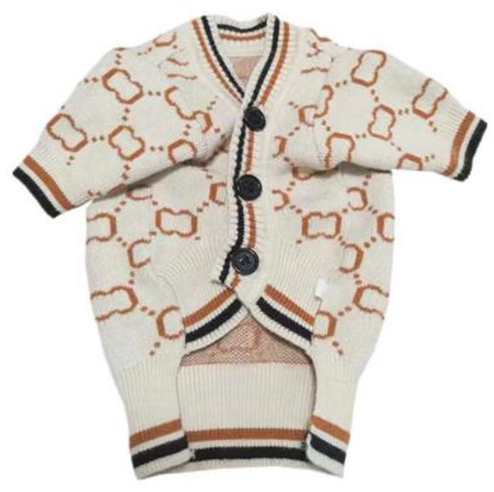Dream Dog Luxury Designer-Inspired Replica Dog Button Sweater Red or Beige, Cat Pet Clothes Apparel, Soft and Warm Sweater Clothes, Small to Medium Breeds, Perfect All Year, Small to XX-Large