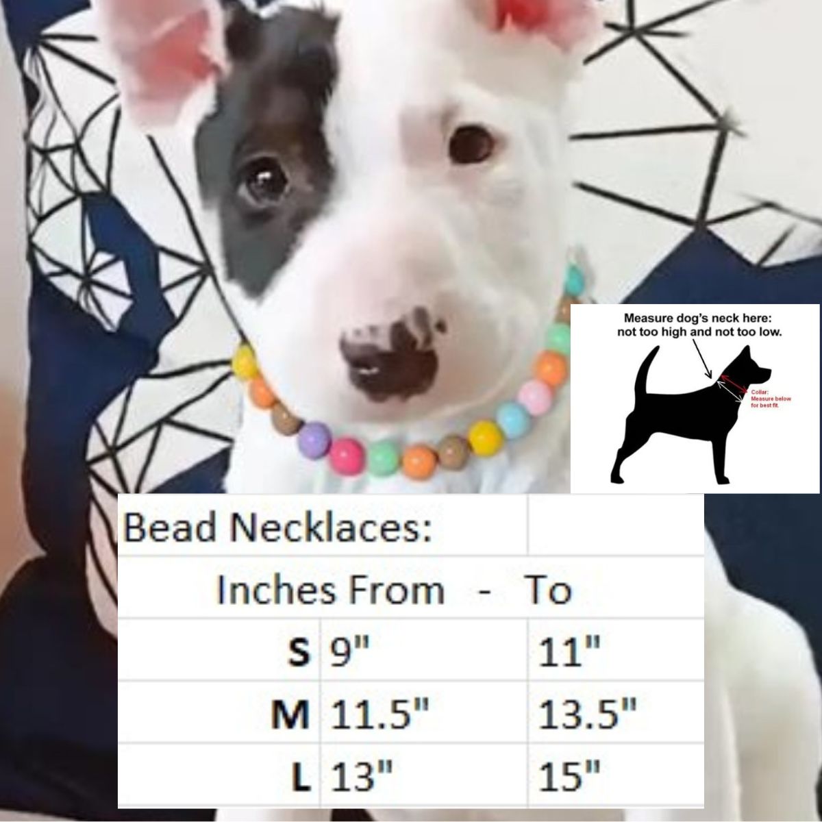 Dream Dog Pet Collar with Beads, Adjustable Necklace Wedding Cat Dog Necklace Jewelry, Small, Medium and Large
