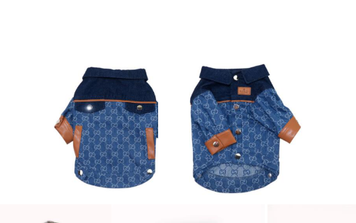 Dream Dog Luxury Designer-inspired Dog Jean Jacket Fashion Clothes Pet Cats Super Soft and Warm, Sizes X-Small to XX-Large