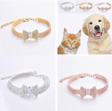 Dream Dog Pet Collar with Rhinestones Diamonds, Adjustable Crystal Diamond Pendant Wedding Cat Dog Necklace Jewelry