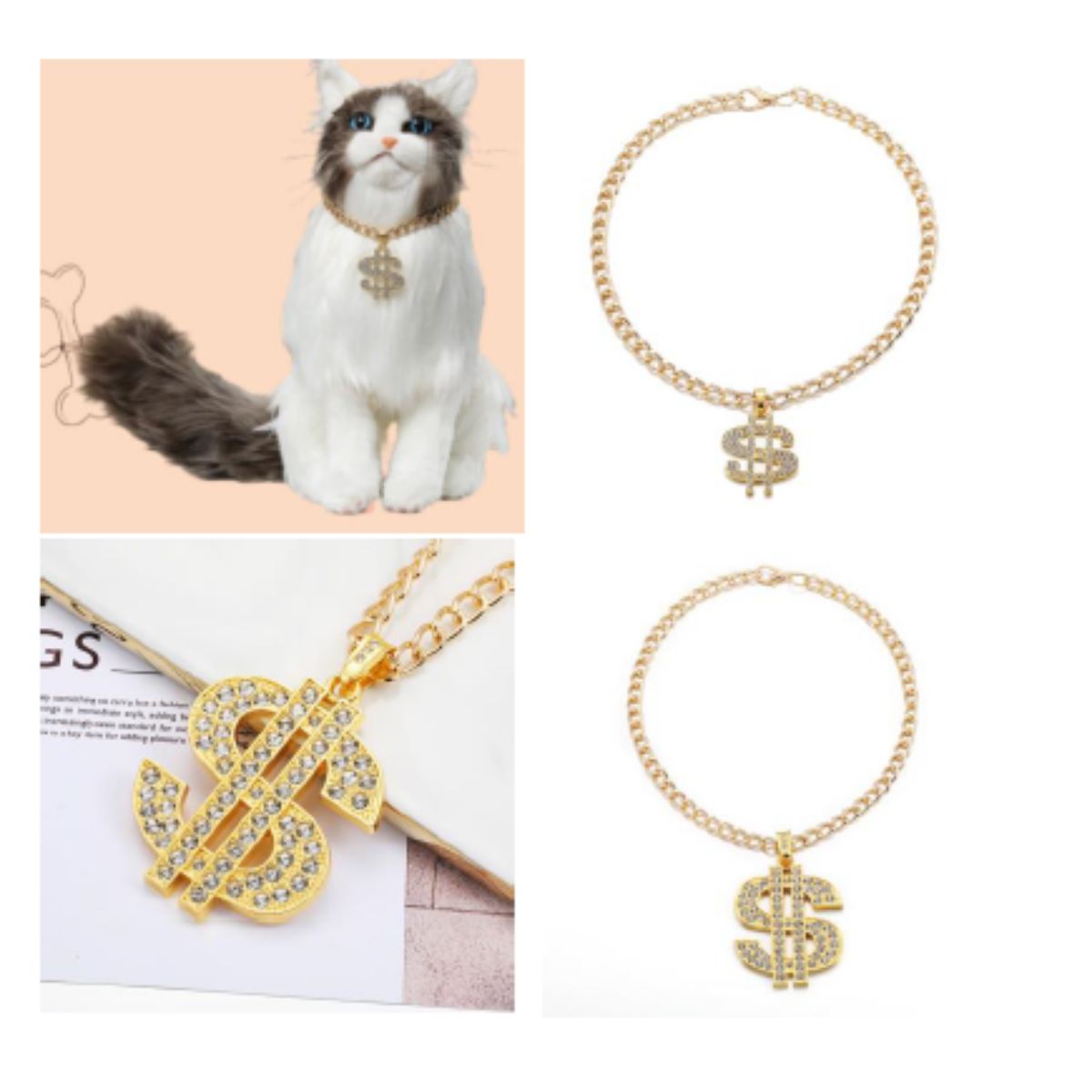 Dream Dog Pet Collar with Rhinestones Diamonds, Adjustable Crystal Diamond Pendant Wedding Cat Dog Necklace Jewelry