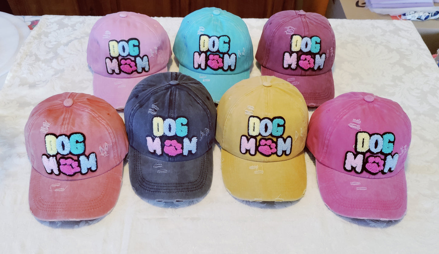 Dream Dog Women's Dog MOM Hat Embroidered Distressed Cotton Denim Adjustable Baseball Cap