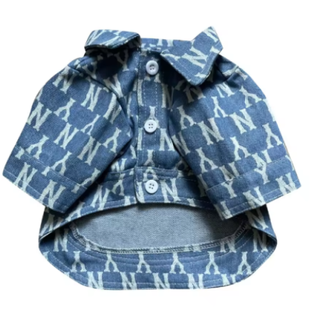 Dream Dog Luxury Designer NY Dog Jean Shirt Denim Clothes Dogs Pet Clothes Apparel Soft L to 2XL, Small to Medium Breeds