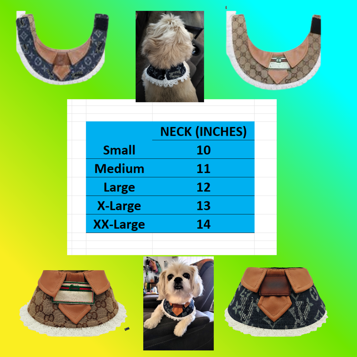 Dream Dog Luxury Dog Pet Cloth Bandana Over The Collar Clothes Designer-Inspired Replicas S to XXL, Blue or Brown Parent ASIN: B0F5NFK76X Parent SKU: 00497