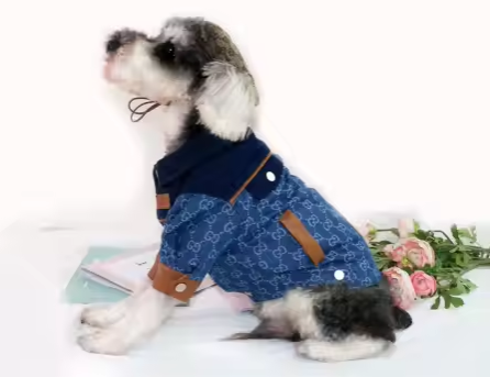 Dream Dog Luxury Designer-inspired Dog Jean Jacket Fashion Clothes Pet Cats Super Soft and Warm, Sizes X-Small to XX-Large