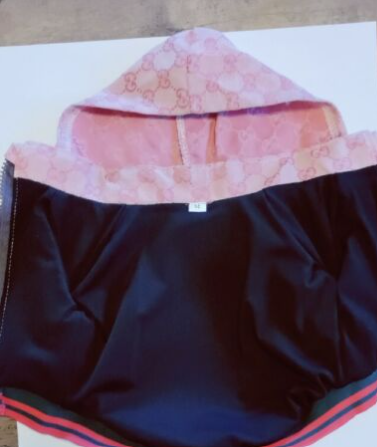 Dream Dog Luxury Designer-Inspired Replica. Fashion Dog Pink Jacket Coat Classic Design Pet Puppy Hoodie Apparel, XS to XXL, Small Breeds