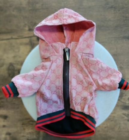 Dream Dog Luxury Designer-Inspired Replica. Fashion Dog Pink Jacket Coat Classic Design Pet Puppy Hoodie Apparel, XS to XXL, Small Breeds