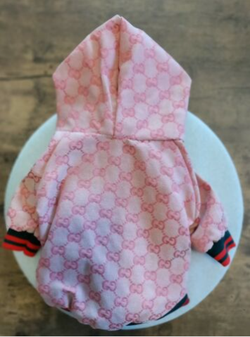 Dream Dog Luxury Designer-Inspired Replica. Fashion Dog Pink Jacket Coat Classic Design Pet Puppy Hoodie Apparel, XS to XXL, Small Breeds
