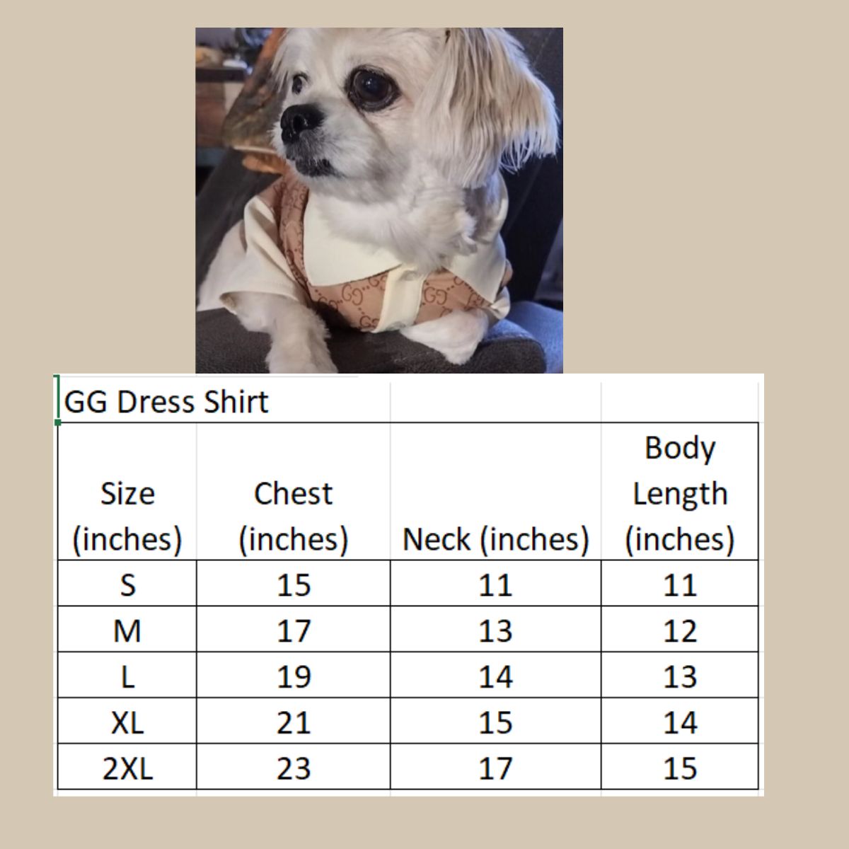 Dream Dog Luxury Fancy Fashion Dog Dress Shirt Cat Pet Clothes Apparel, Perfect for The Holidays, Birthdays, Two-Tone Beige, Small to Medium Breeds, from Small to XX-Large