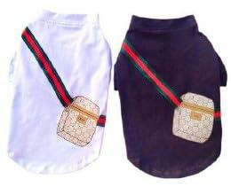 Designer-Inspired Replica.Dream Dog Summer Casual Shirt T-Shirt Outfit, Cat Pet Clothes Apparel, Black or White Holding a Sachet (on Fabric), Small to Medium Breeds, S to XX-Large (Black, Medium)