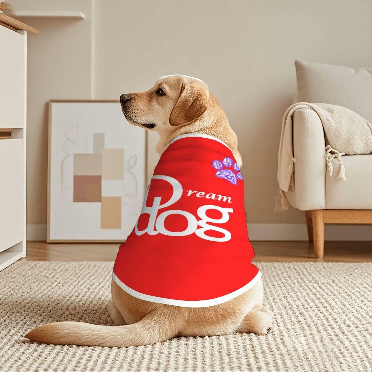 Dream Dog Medium - Large Breed - XL to 5XL - Luxury Cotton Tank Top, T-Shirt Cat, Pet, Dog Clothes, Super Soft & Warm, Purple, Red and Purple & Pink Multi-Color Shirt (Red, XX-Large)