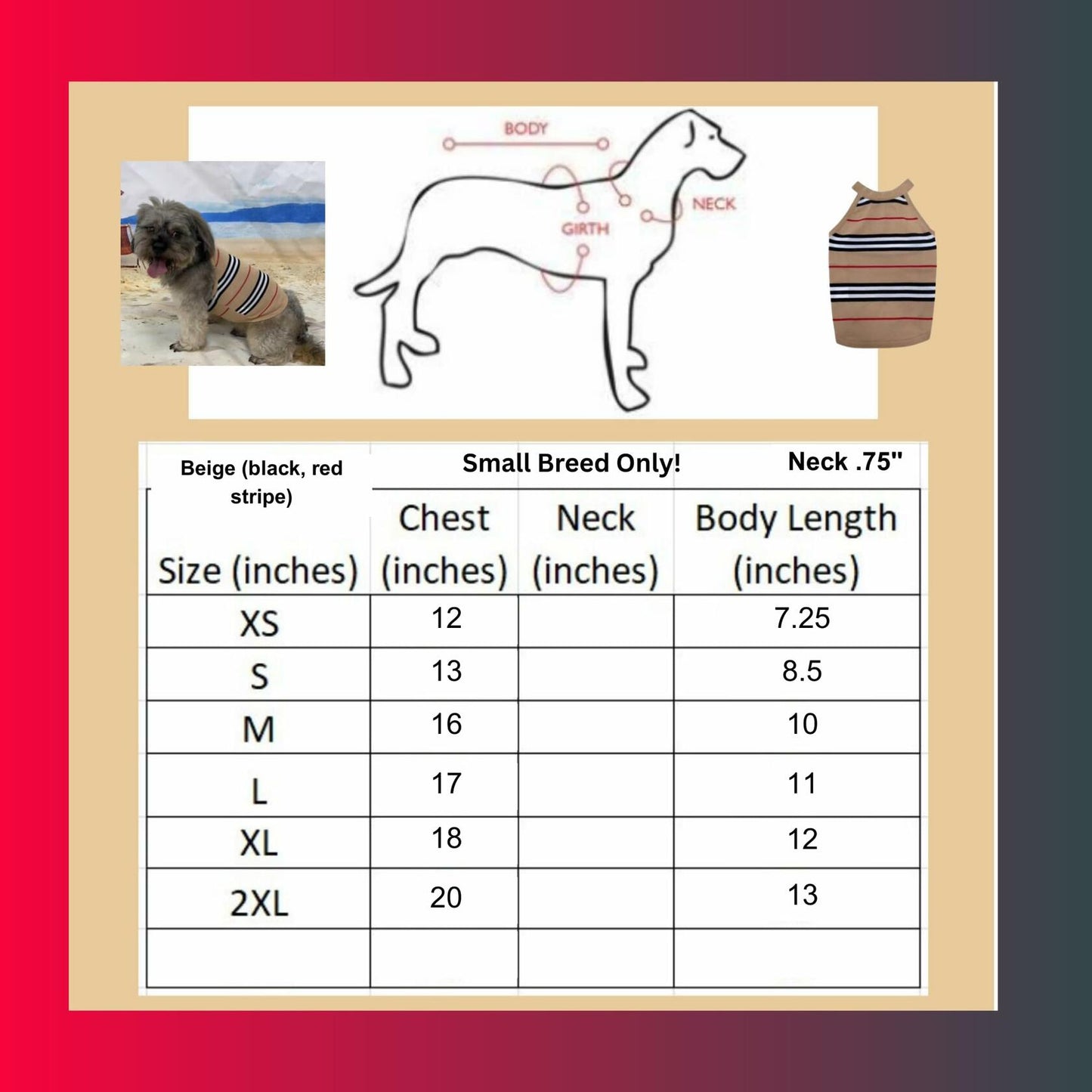 Dream Dog Small Breed - XS to 2XL - Luxury Sweater Vest, Cat, Pet, Dog Clothes, Super Soft Vest, Summer Winter Dog Apparel Beige Stripe