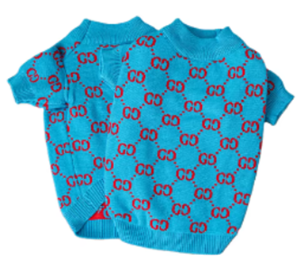 Luxury Designer Dog Blue GG Sweater High Quality Pet Clothes Apparel Super Soft