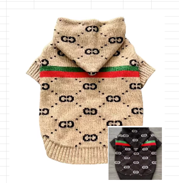 Luxury Designer Gucci Inspired Dog Cat Sweaters High Quality CC Pet Cloth Apparel with Hoodie