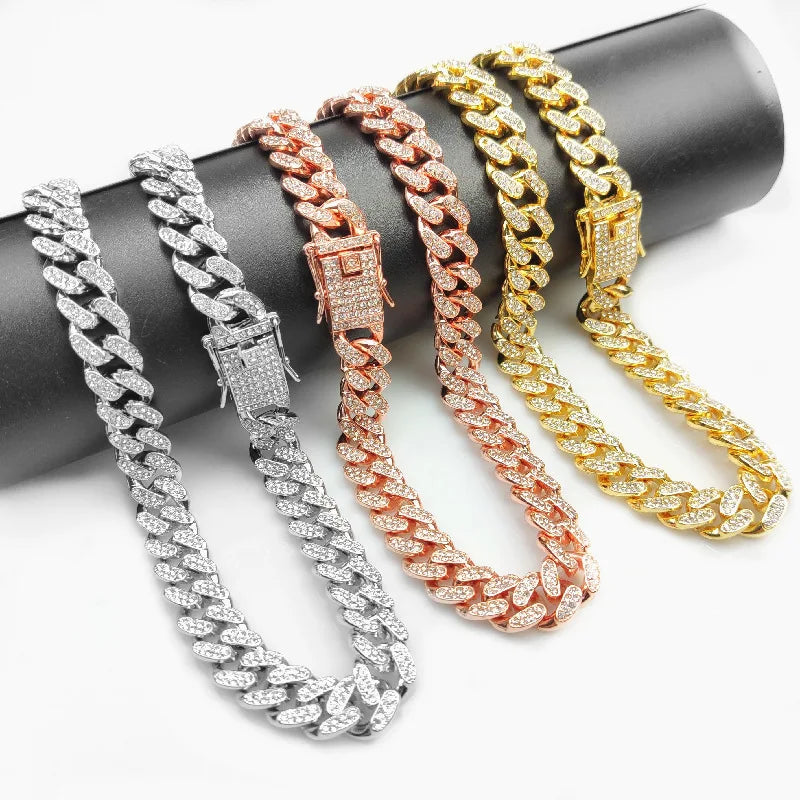 Luxury Bling Diamond Dog Collar Cuban Chain Design small to large pets