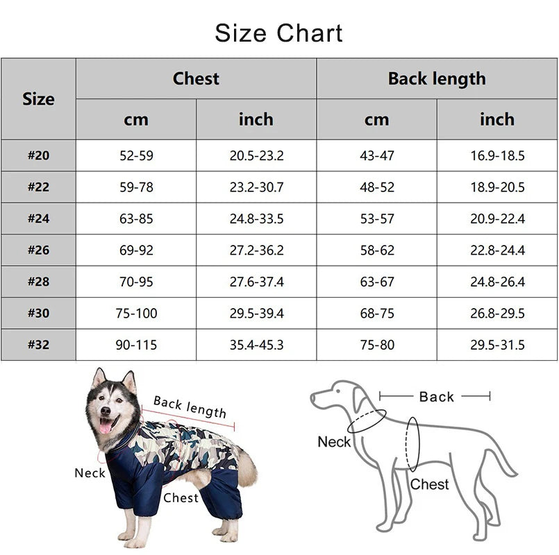 Luxury Jacket for Large Dogs Waterproof Big Dog Jumpsuit Clothes Labrador Doberman Coat Clothing for Medium Large Dogs