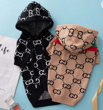 Luxury Designer Gucci Inspired Dog Cat Sweaters High Quality CC Pet Cloth Apparel with Hoodie