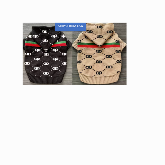 Dream Dog Fashion Dog Hooded Sweaters Cat Dog Pet Clothes Apparel, Pet Warm Hoodie Clothes, Small-Breeds, Beige, Brown & Black