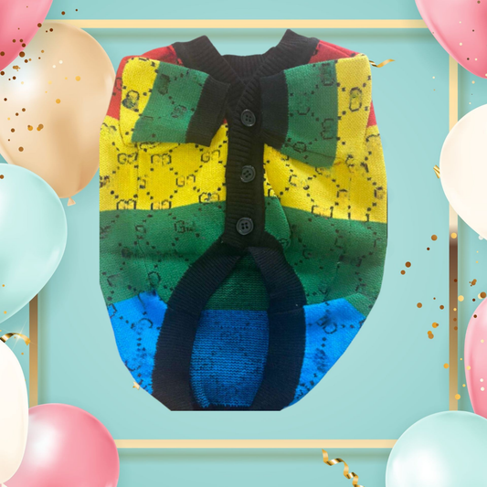 Dream Dog Button Sweater Multi-Color Stripe Clothes Cat Clothes Apparel Super Soft Pet Sweater, Perfect for Any Occasion