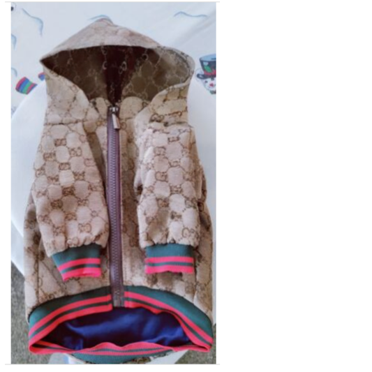 Dream Dog Fashion Dog Brown Jacket Coat Classic Design Pet Puppy Hoodie Apparel, Small Breeds.