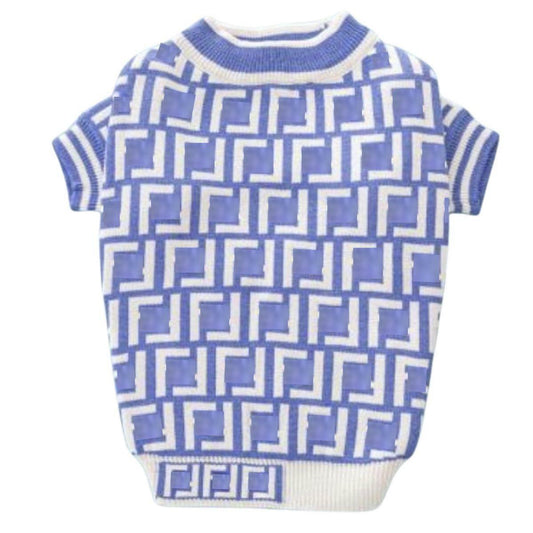 Dream Dog Luxury Desgner-Inspired Replica Pet Sweater Light Blue Fashion Clothes Dog Cats, Super Soft and Warm, XS-XXL, Small-Medium Breeds