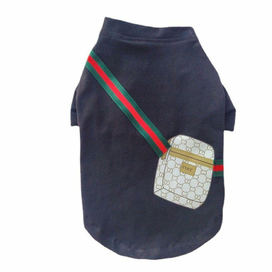 Designer-Inspired Replica.Dream Dog Summer Casual Shirt T-Shirt Outfit, Cat Pet Clothes Apparel, Black or White Holding a Sachet (on Fabric), Small to Medium Breeds, S to XX-Large (Black, Medium)