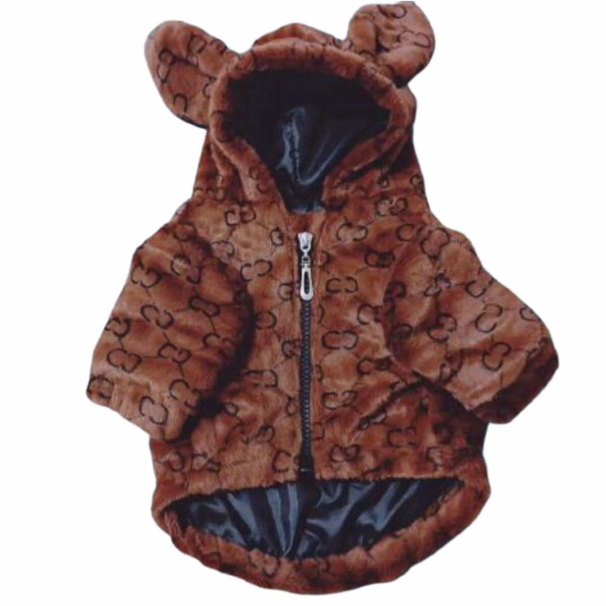 Luxury Designer-Inspired Replica.Dream Dog Hoodie Jacket Coat Zipper Easy On/Off Designer Inspired Ears and Lined Soft Jacket Design Warm Clothing Pink and Brown XS to 3XL (Brown, 3XL)