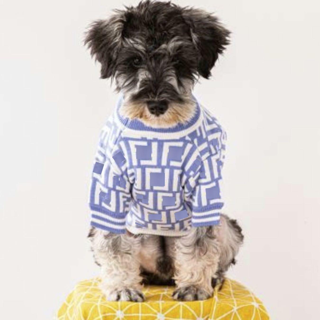 Dream Dog Luxury Designer- Inspired Replica. Pet Sweater Light Blue Fashion Clothes Dog Cats, Super Soft and Warm, XS-XXL, Small- Breeds Only (Large)