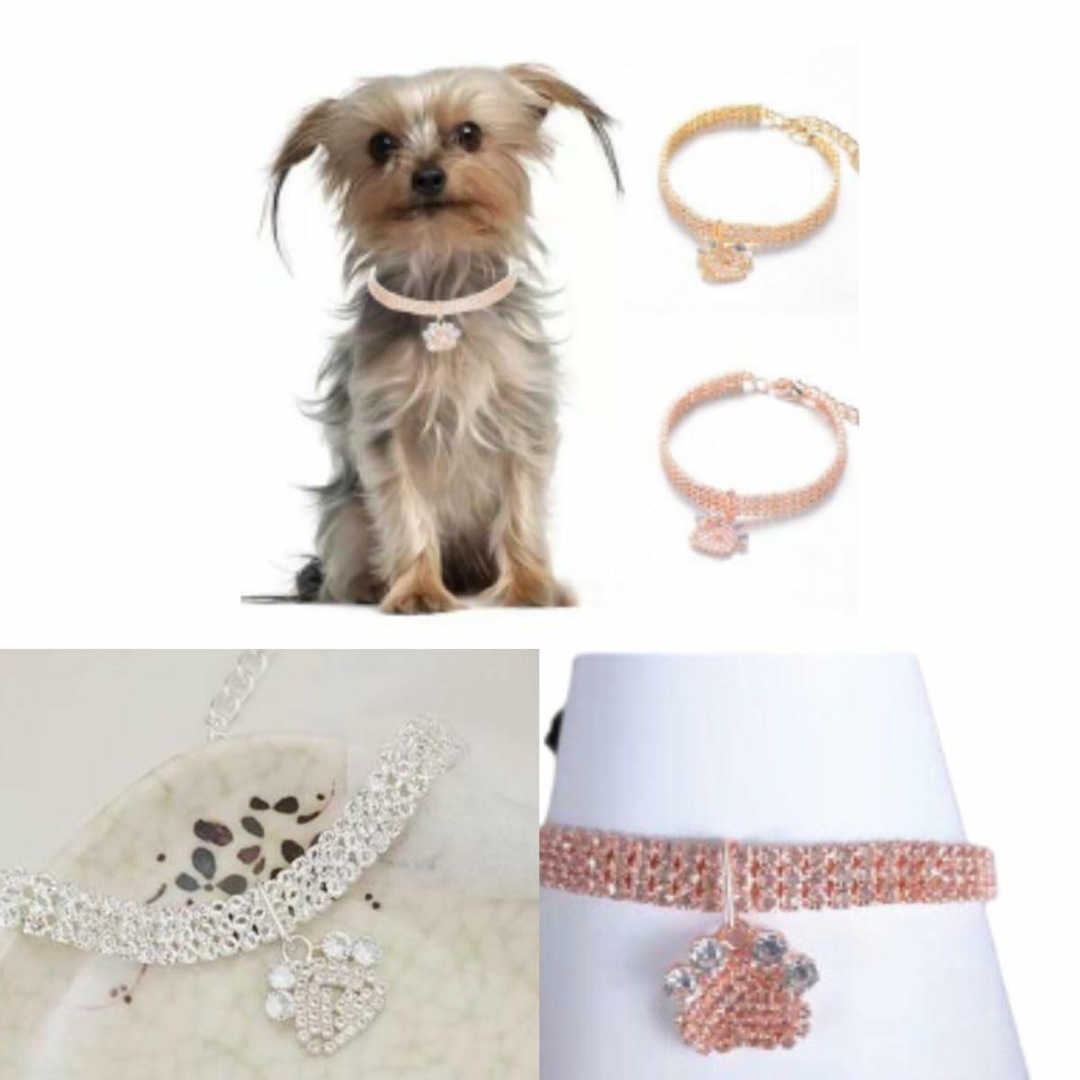 Dog Jewelry dog accessories (Rose Gold Paw, Medium)
