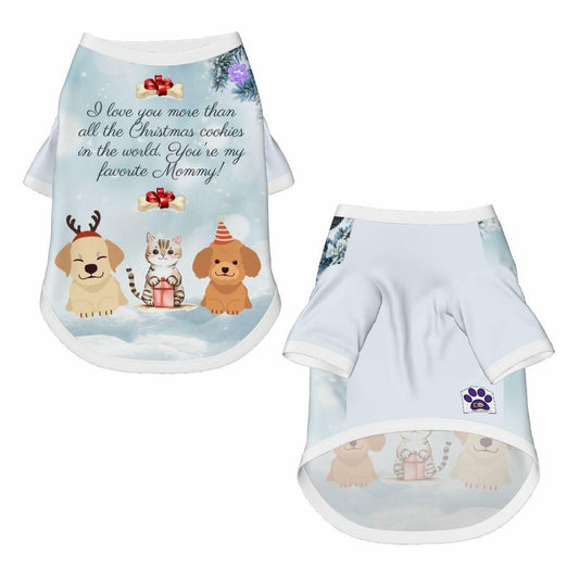 Dream Dog Small Breed - Christmas - S, M, & L - Luxury Cotton Shirts Cat, Pet, Dog Clothes, Super Soft and Warm X-MAS T-Shirt (Xmas Lt Blue, Medium)