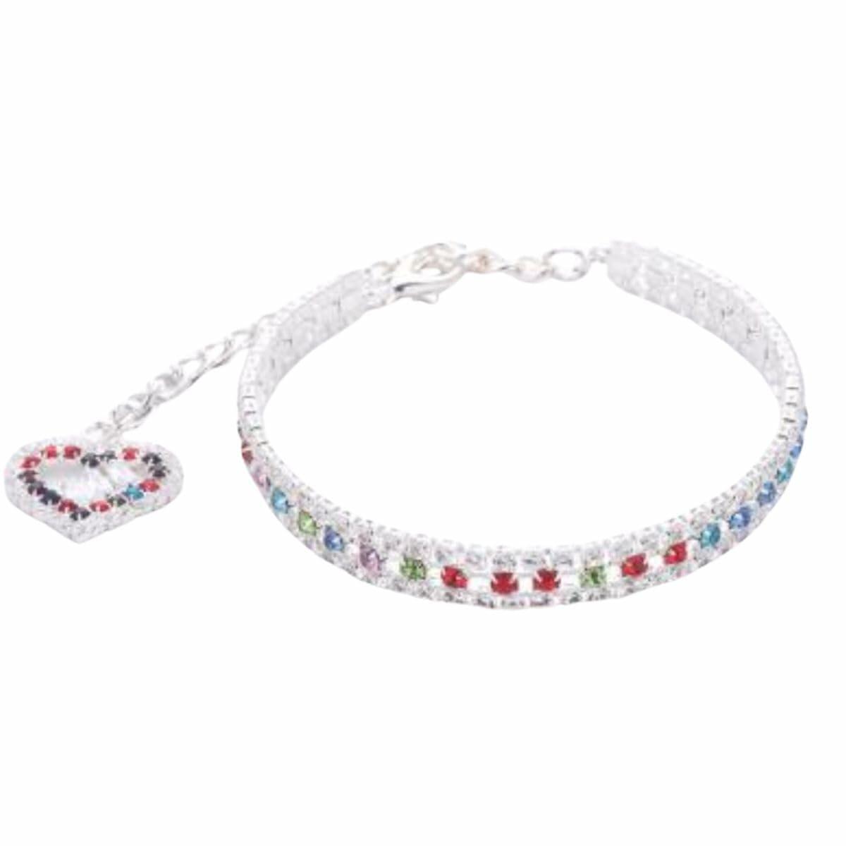 Dream Dog Pet Collar with Multicolor Rhinestones Diamonds, Adjustable Crystal Diamond Heart Pendant Wedding Cat Dog Necklace Jewelry (Large)