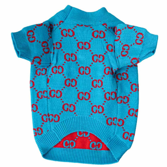 Luxury Designer-Inspired Replica. Fashion Sweater Dog Apparel Pet Clothes, Small Medium Breeds, Sizes from Small to 2XL (XX-Large)