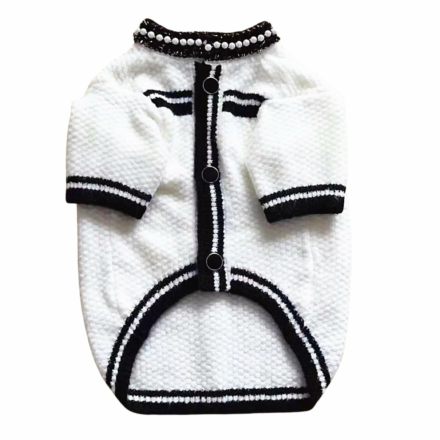 Dream Dog, Small Breed Only - Luxury Sweater - XS to XL - Black and White Sweaters with Pearls, Pet Cat Dog Clothes, Super Cute & Soft
