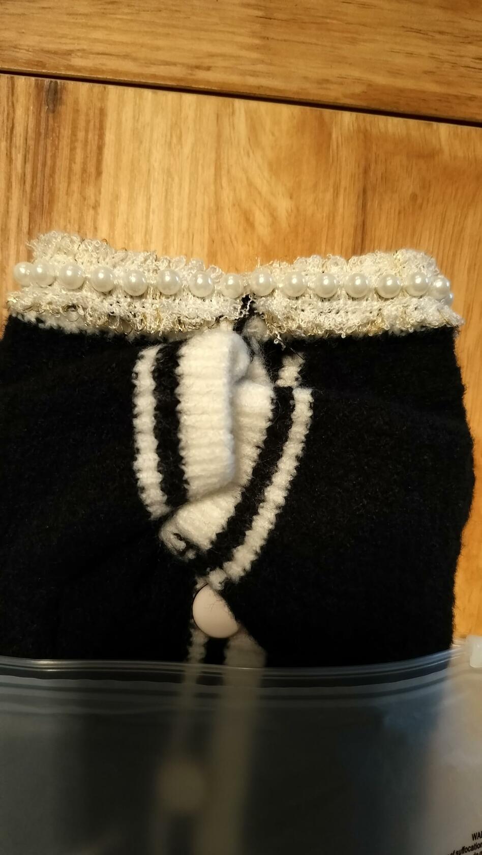 Dream Dog, Small Breed Only - Luxury Sweater - XS to XL - Black and White Sweaters with Pearls, Pet Cat Dog Clothes, Super Cute & Soft