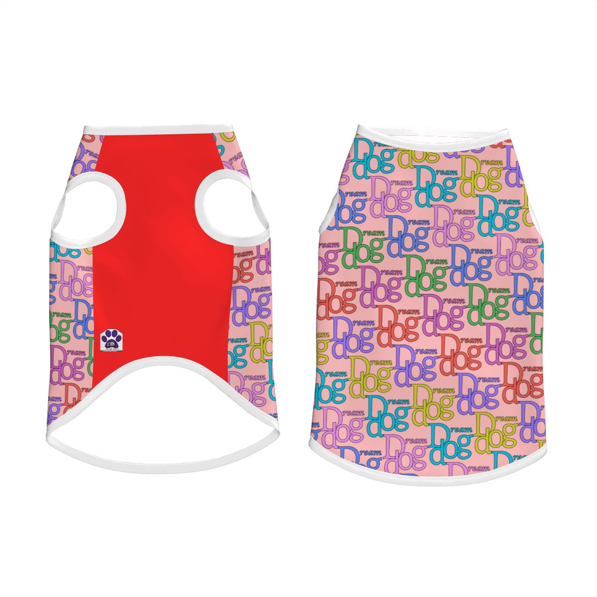 Dream Dog Medium - Large Breed - XL to 5XL - Luxury Cotton Tank Top, T-Shirt Cat, Pet, Dog Clothes, Super Soft & Warm, Purple, Red and Purple & Pink Multi-Color Shirt