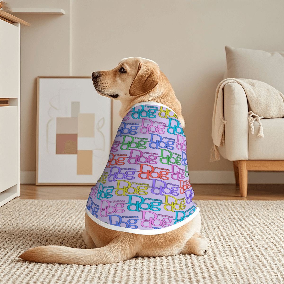 Dream Dog Medium - Large Breed - XL to 5XL - Luxury Cotton Tank Top, T-Shirt Cat, Pet, Dog Clothes, Super Soft & Warm, Purple, Red and Purple & Pink Multi-Color Shirt